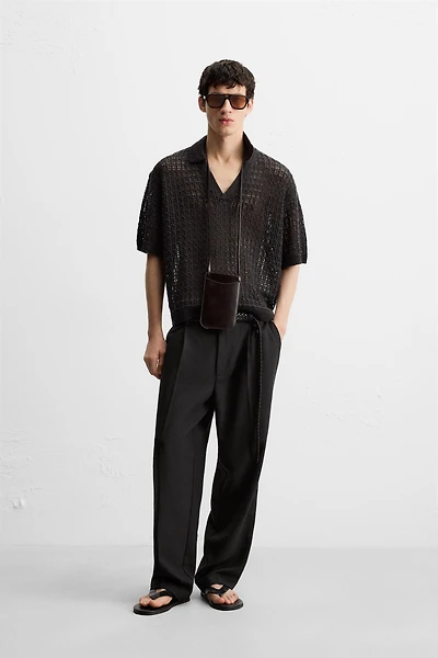 OPEN KNIT POLO SHIRT