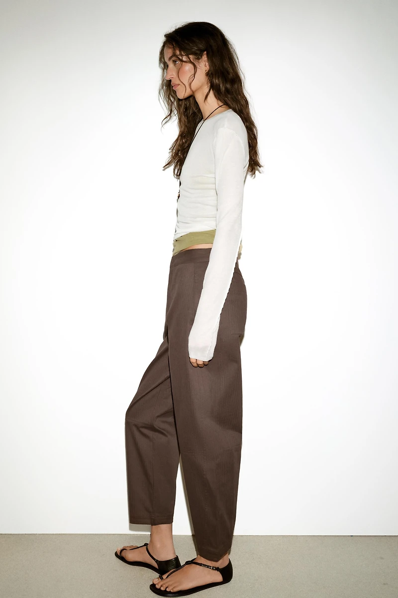 HERRINGBONE BARREL PANTS