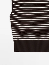 Striped vest with button details