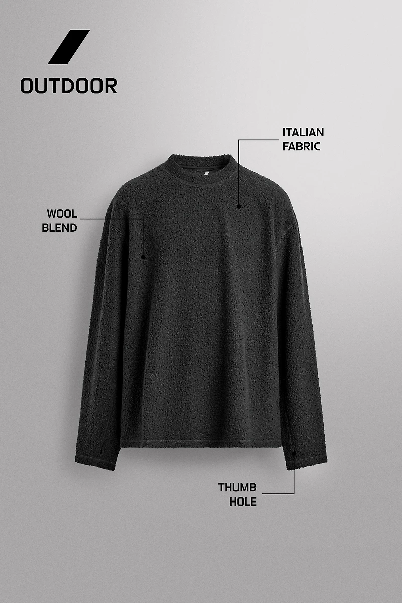 TEXTURED WOOL BLEND SWEATSHIRT