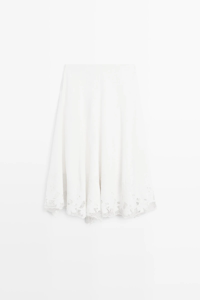 Flared midi skirt with embroidery