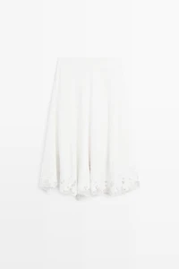 Flared midi skirt with embroidery