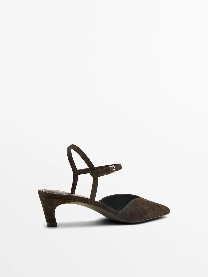 Chaussure à talon en croûte de cuir