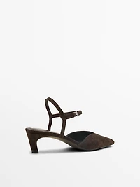 Chaussure à talon en croûte de cuir