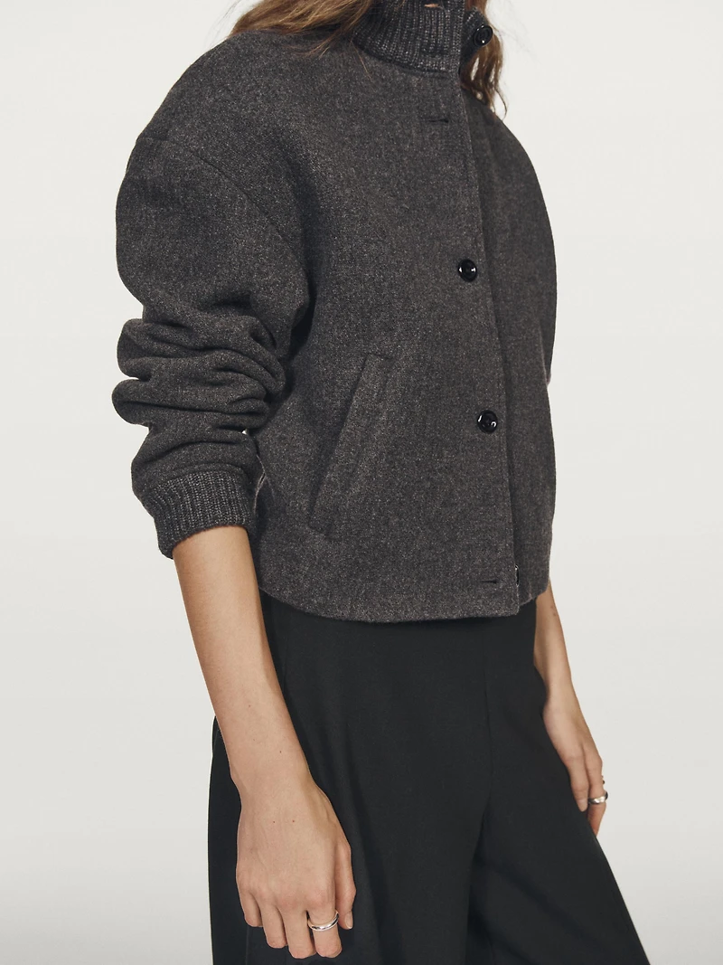 Veste bomber en laine mélangée