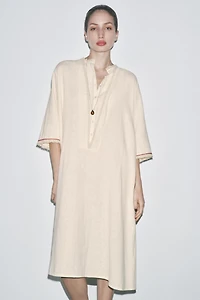 LIMITED EDITION CONTRAST LINEN KAFTAN