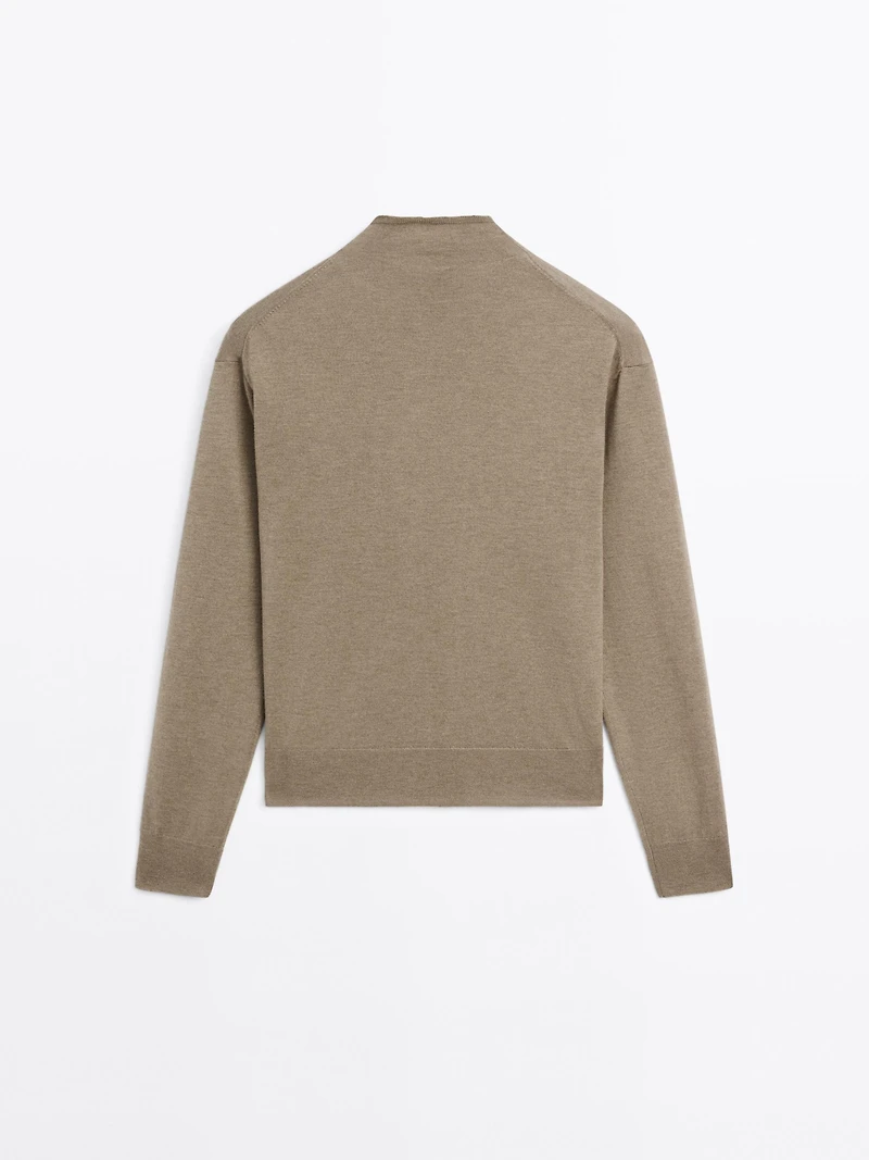 Knit cardigan with mock turtleneck