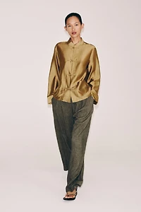 SATIN EFFECT FROG CLASP SHIRT ZW COLLECTION
