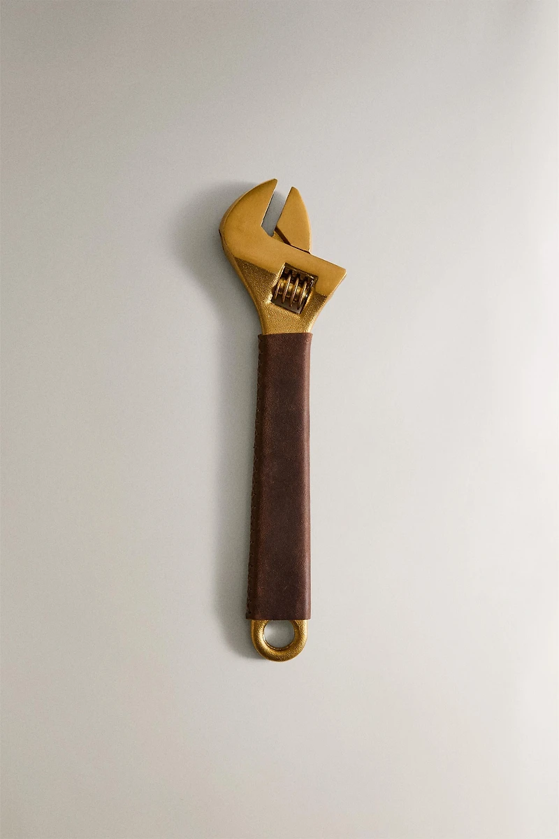 STEEL WRENCH WITH LEATHER HANDLE