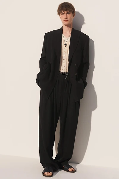 LINEN - LYOCELL PLEATED SUIT PANTS