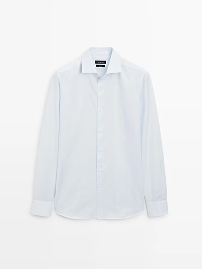 Slim fit 100% cotton double stripe shirt