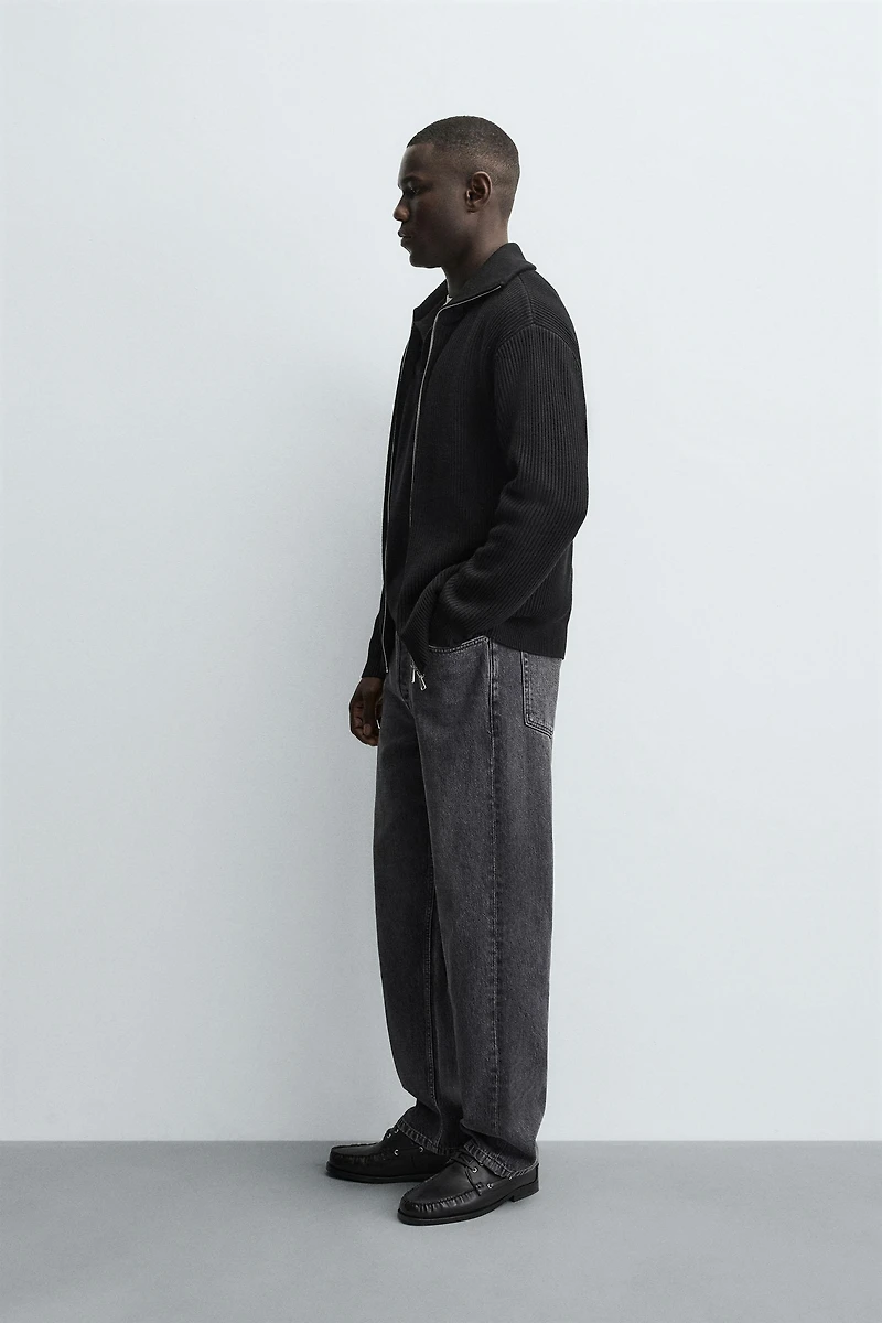 PURL KNIT CARDIGAN WITH ZIPPER