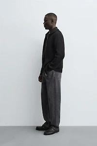 PURL KNIT CARDIGAN WITH ZIPPER