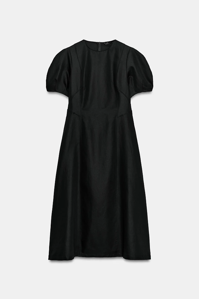 knee length dresses for ladies Denim Seamed Midi Dress in Medium Wash S