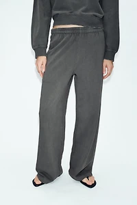 WASHED EFFECT WIDE LEG PANTS