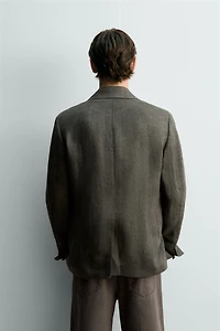 100% LINEN TEXTURED WEAVE BLAZER