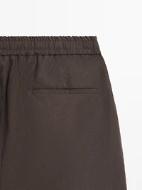 100% linen short Bermuda shorts