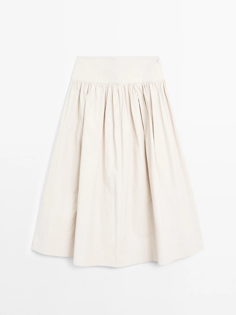 Jupe midi 100 % lin panneau - STUDIO