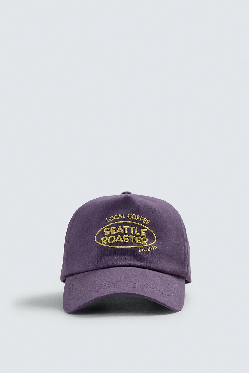 WASHED CONTRAST EMBROIDERED TEXT CAP