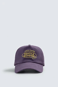 WASHED CONTRAST EMBROIDERED TEXT CAP