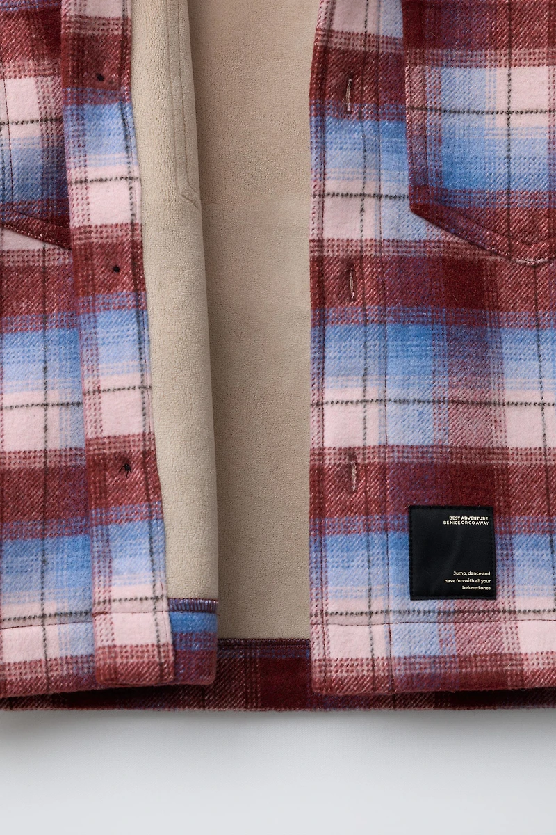 PLAID FLEECE LINED OVERSHIRT