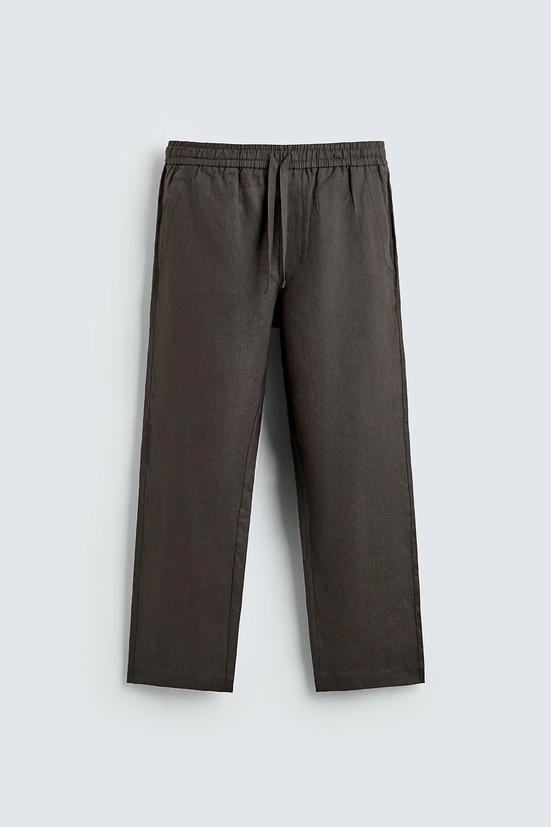 RELAXED FIT 100% LINEN PANTS