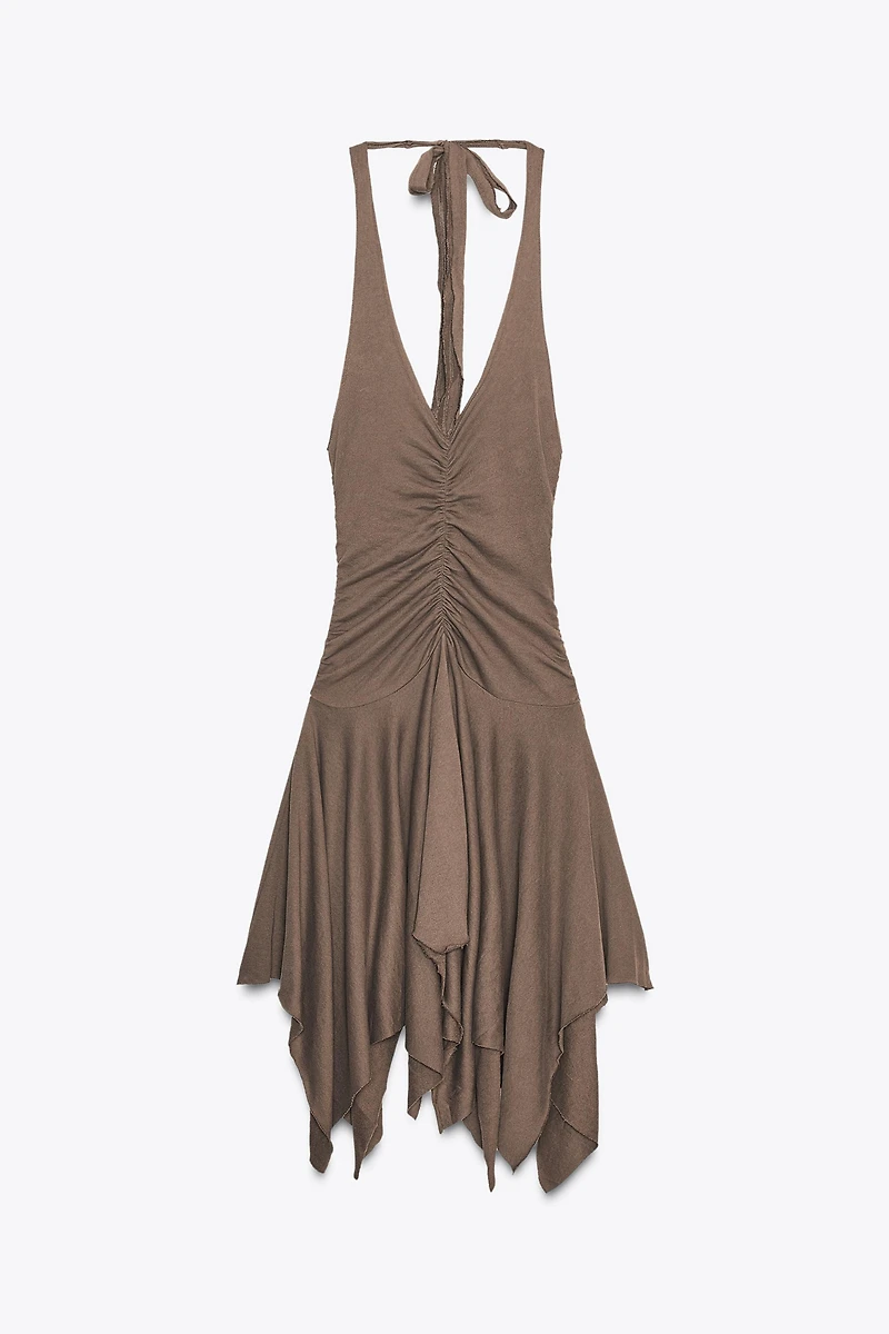 ASYMMETRIC HALTER DRESS