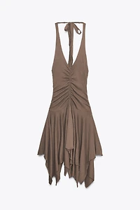 ASYMMETRIC HALTER DRESS