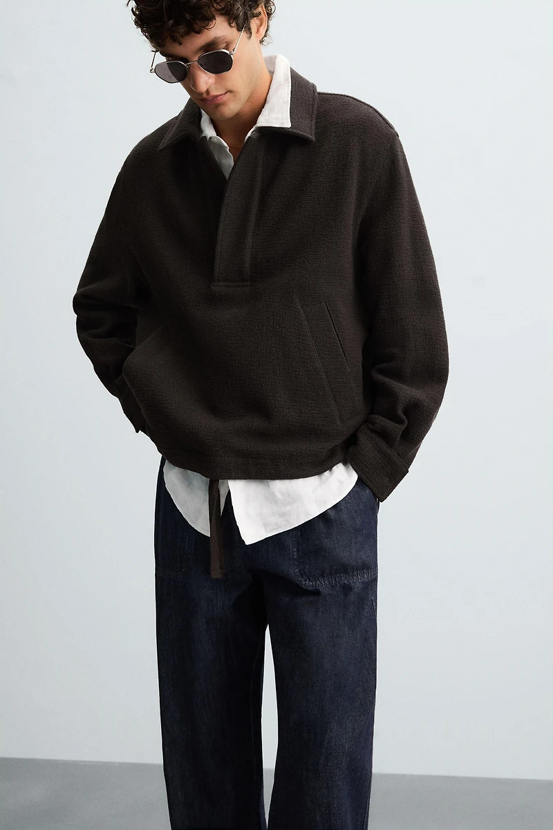 TEXTURED POLO OVERSHIRT