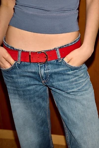 100% SPLIT LEATHER BELT WITH CIRCULAR BUCKLE