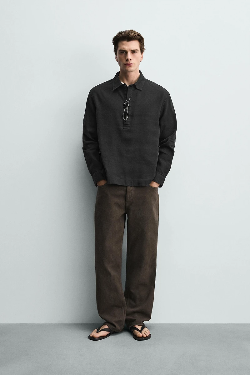 COTTON-LINEN POLO SHIRT