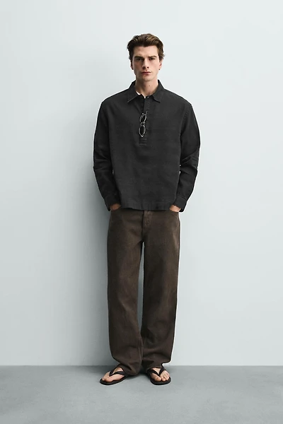 COTTON-LINEN POLO SHIRT