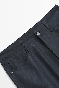 Pantalon cinq poches coton lin