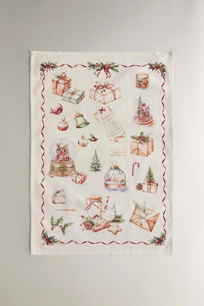 SET OF CHRISTMAS PRINT COTTON KITCHEN TOWELS (SET OF 2)