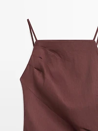 Strappy stretch linen midi dress