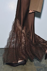 SATIN EFFECT LACE SKIRT ZW COLLECTION