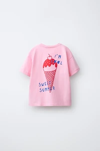 EMBOSSED FLORAL PRINT T-SHIRT