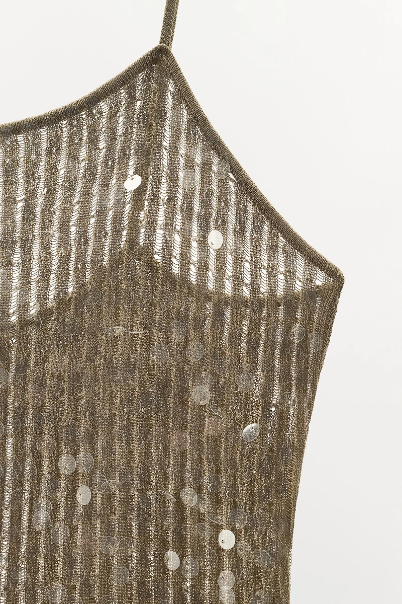 ROBE MI-LONGUE EN MAILLE À PAILLETTES