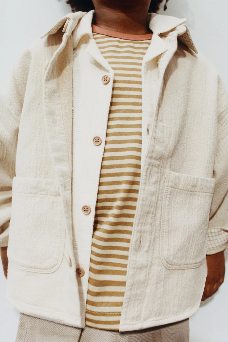 TEXTURED COTTON LINEN OVERSHIRT