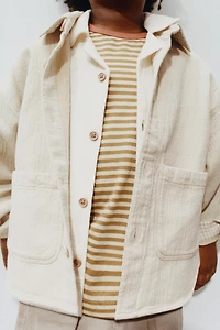 TEXTURED COTTON LINEN OVERSHIRT