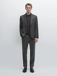 Blazer à chevrons en laine mélangée