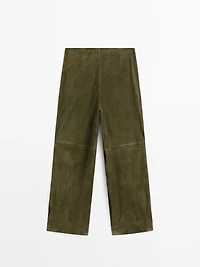 Balloon fit suede leather trousers