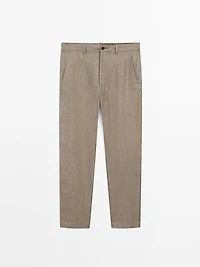 Pantalon straight 100 % lin