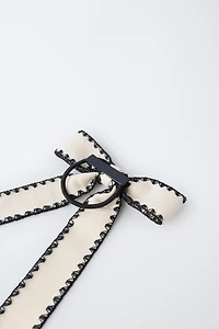 CONTRAST-TRIM BOW SCRUNCHIE