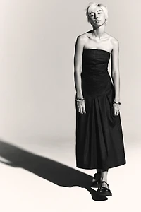 TRF DENIM MIDI DRESS WITH OFF-THE-SHOULDER NECKLINE