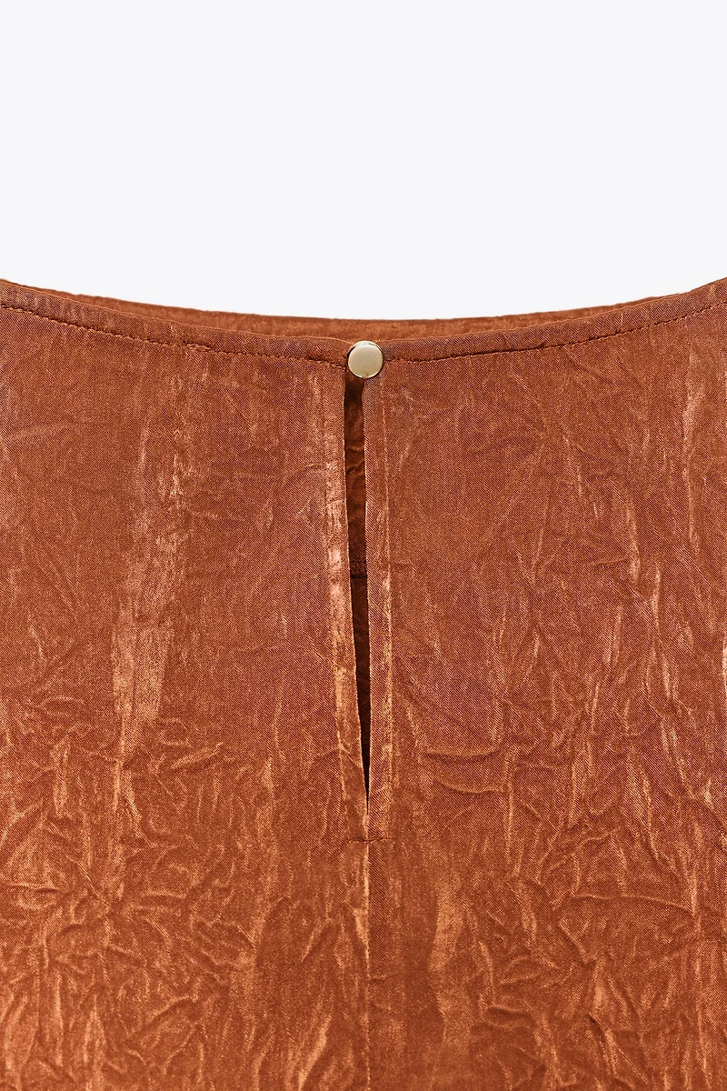 WRINKLED EFFECT SATIN TOP