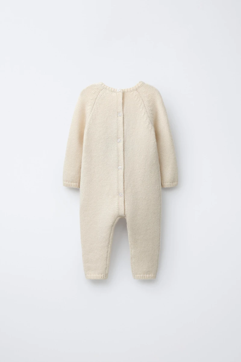 KNIT JUMPSUIT WITH EMBROIDERED MOUSE