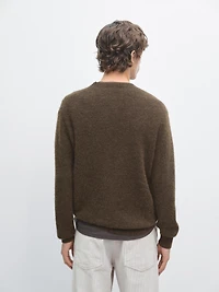 Knit alpaca blend crew neck sweater