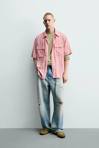 FLOWY STRIPED POCKET SHIRT