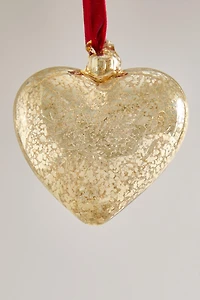 CRACKLED HEART CHRISTMAS TREE ORNAMENT